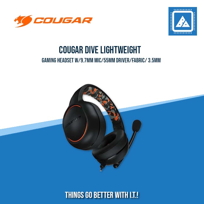 COUGAR DIVE LIGHTWEIGHT GAMING HEADSET W/9.7MM MIC/55MM DRIVER/FABRIC/ 3.5MM COUGAR DIVE LIGHTWEIGHT GAMING HEADSET W/9.7MM MIC/55MM DRIVER/FABRIC/ 3.5MM